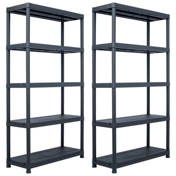 vidaXL Storage Shelf Racks 2 pcs Black 250 kg 80x40x180 cm Plastic - Image 1