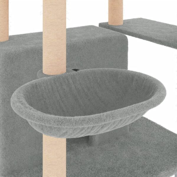 vidaXL Cat Tree with Sisal Scratching Posts Light Grey 166 cm - Image 7