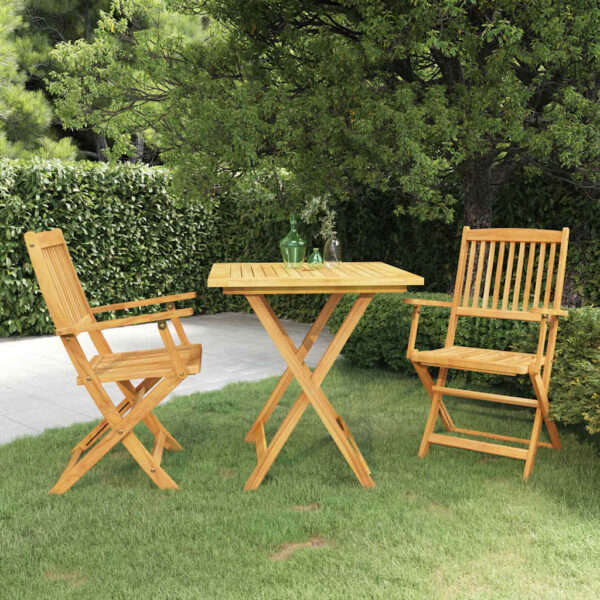 vidaXL 3 Piece Folding Garden Dining Set Solid Acacia Wood - Image 1