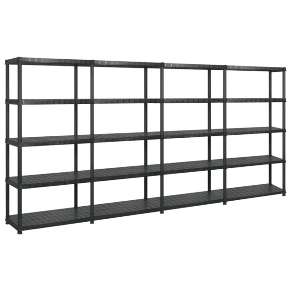 vidaXL Storage Shelf 5-Tier Black 366x45.7x185 cm Plastic - Image 1