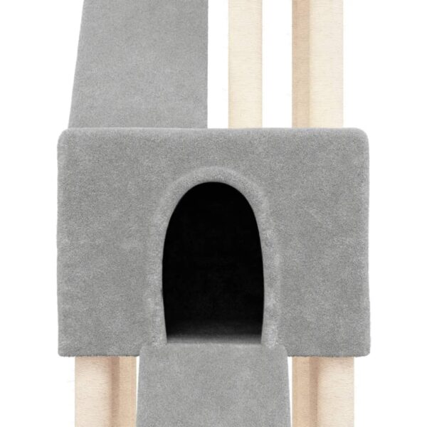 vidaXL Cat Tree with Sisal Scratching Posts Light Grey 190 cm - Image 6