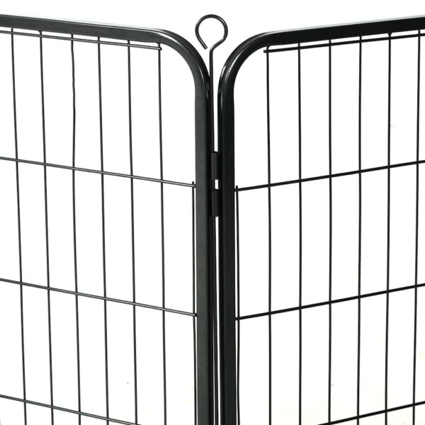 vidaXL Dog Playpen 12 Panels Steel 80x60 cm Black - Image 7