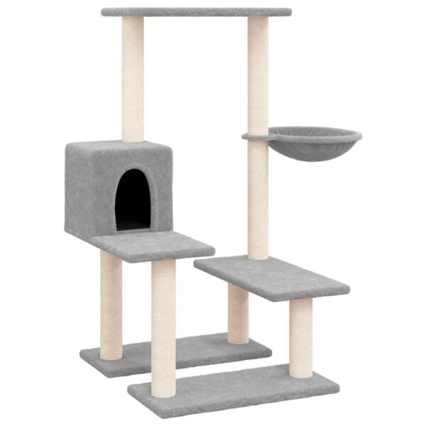 vidaXL Cat Tree with Sisal Scratching Posts Light Grey 94.5 cm - Image 2
