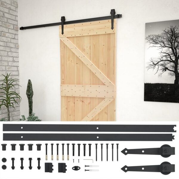 vidaXL Sliding Door with Hardware Set 80x210 cm Solid Pine Wood - Image 2
