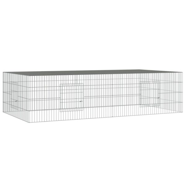 vidaXL 2-Panel Rabbit Cage 220x110x55 cm Galvanised Iron - Image 2