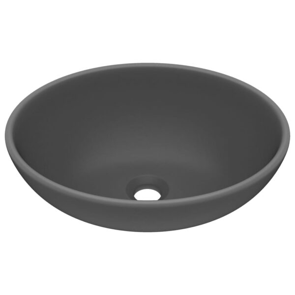 vidaXL Luxury Basin Oval-shaped Matt Dark Grey 40x33 cm Ceramic - Image 2