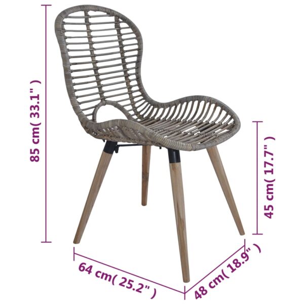 vidaXL Dining Chairs 2 pcs Brown Natural Rattan - Image 7
