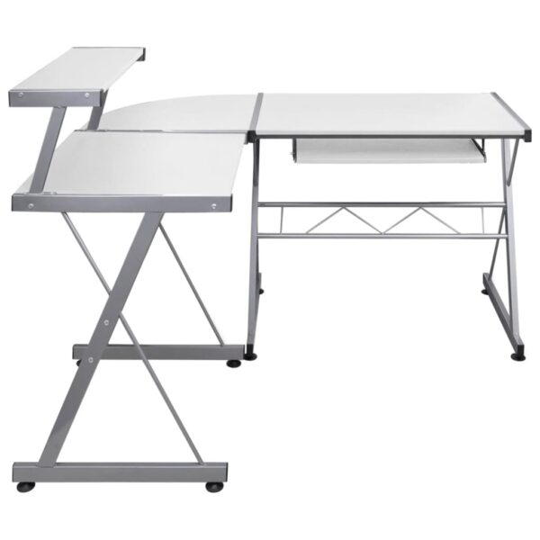vidaXL Corner Computer Desk White 132x112x99 cm Engineered Wood - Image 3