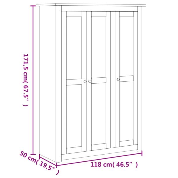 vidaXL 3-Door Wardrobe Grey 118x50x171.5 cm Pine Panama Range - Image 10