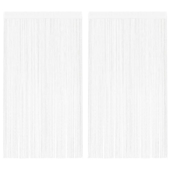 vidaXL String Curtains 2 pcs 140x250 cm White - Image 1