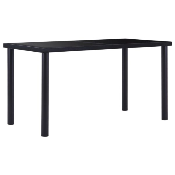 vidaXL Dining Table Black 140x70x75 cm Tempered Glass - Image 1