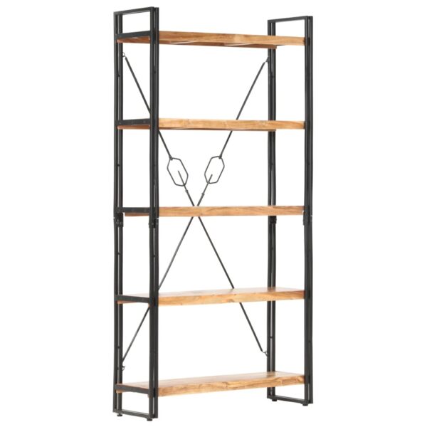 vidaXL 5-Tier Bookcase 90x30x180 cm Solid Acacia Wood - Image 9