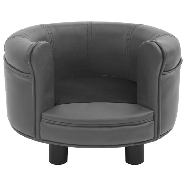 vidaXL Dog Sofa Grey 48x48x32 cm Plush and Faux Leather - Image 3