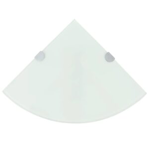 vidaXL Corner Shelves 2 pcs with Chrome Supports Glass White 25x25 cm