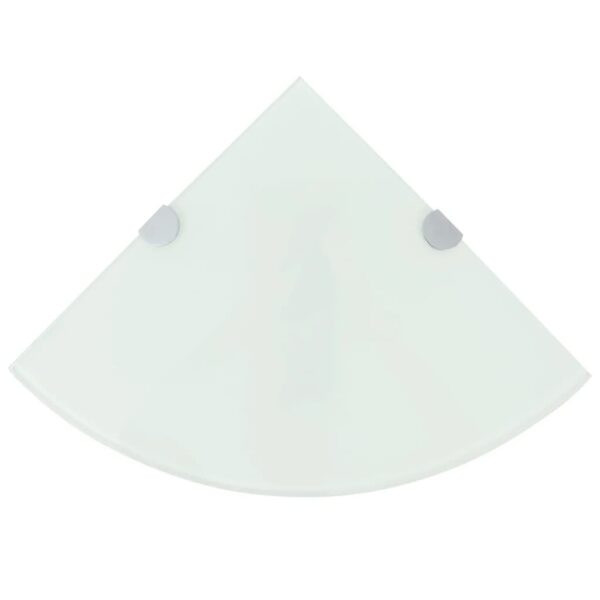 vidaXL Corner Shelves 2 pcs with Chrome Supports Glass White 25x25 cm - Image 1