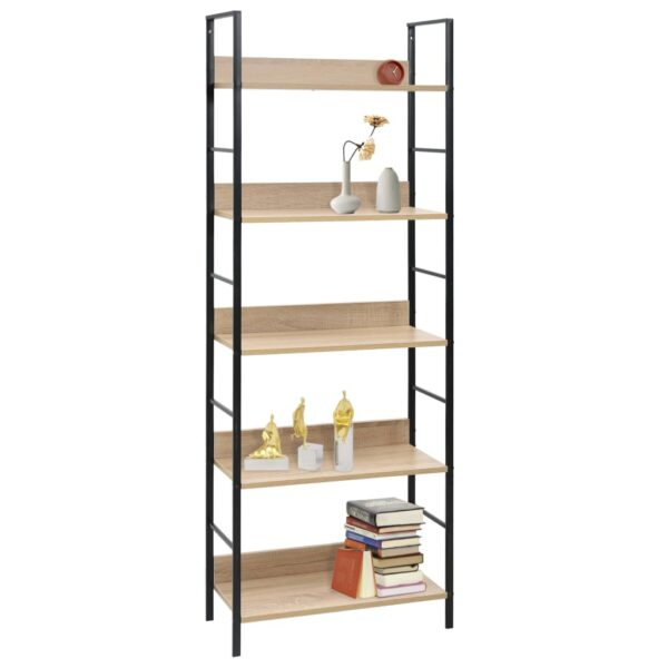 vidaXL 5-Layer Book Shelf Oak 60x27.6x158.5 cm Engineered Wood - Image 2
