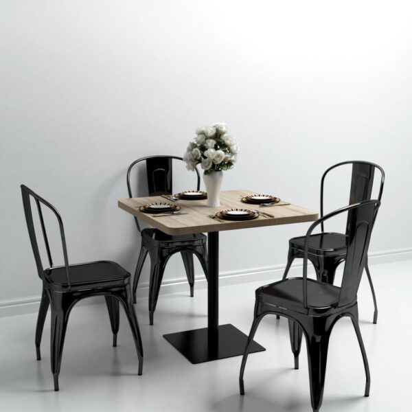 vidaXL Bistro Table MDF and Steel Square 80x80x75 cm Oak Colour - Image 1