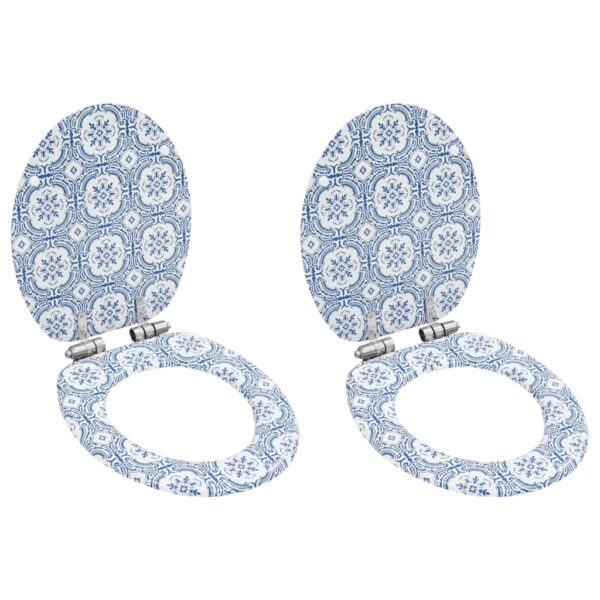 vidaXL WC Toilet Seats 2 pcs with Soft Close Lids MDF Porcelain Design - Image 1