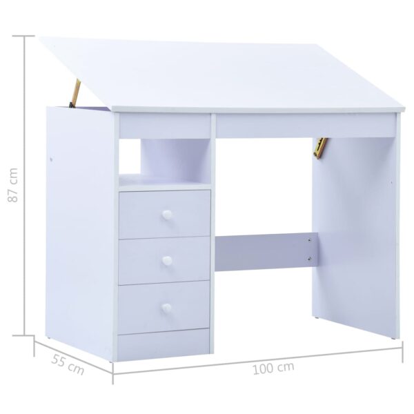 vidaXL Children Drawing Study Desk Tiltable White - Image 11
