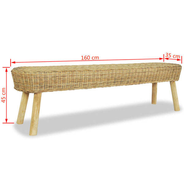 vidaXL Hall Bench 160x35x45 cm Natural Rattan - Image 5