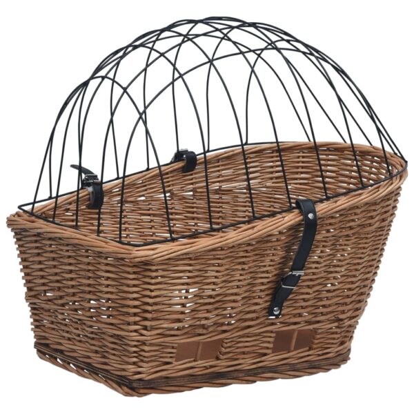 vidaXL Bike Rear Basket with Cover 55x31x36 cm Natural Willow - Image 3