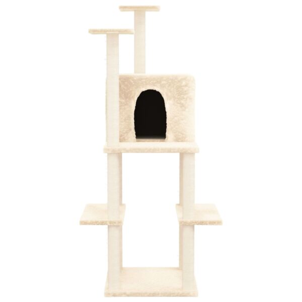 vidaXL Cat Tree with Sisal Scratching Posts Cream 144.5 cm - Image 3