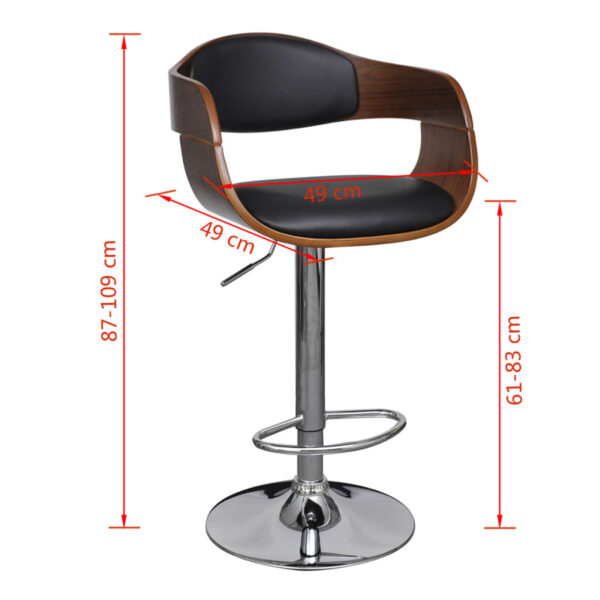 vidaXL Bar Stools 2 pcs Bent Wood and Faux Leather - Image 7