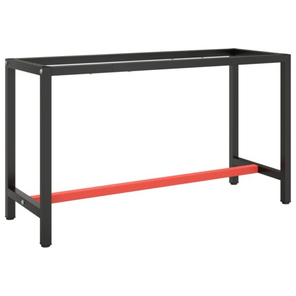 vidaXL Work Bench Frame Matte Black and Matte Red 140x50x79 cm Metal - Image 1