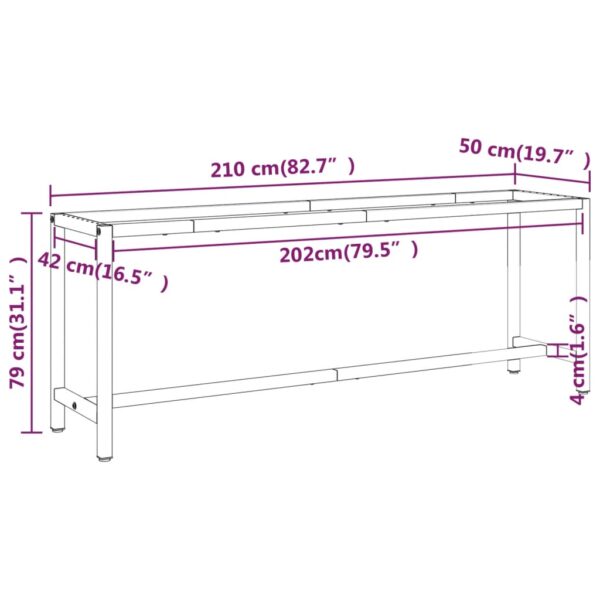 vidaXL Work Bench Frame Matte Black and Matte Red 210x50x79 cm Metal - Image 8