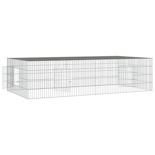 vidaXL 2-Panel Rabbit Cage 220x110x55 cm Galvanised Iron - Image 4