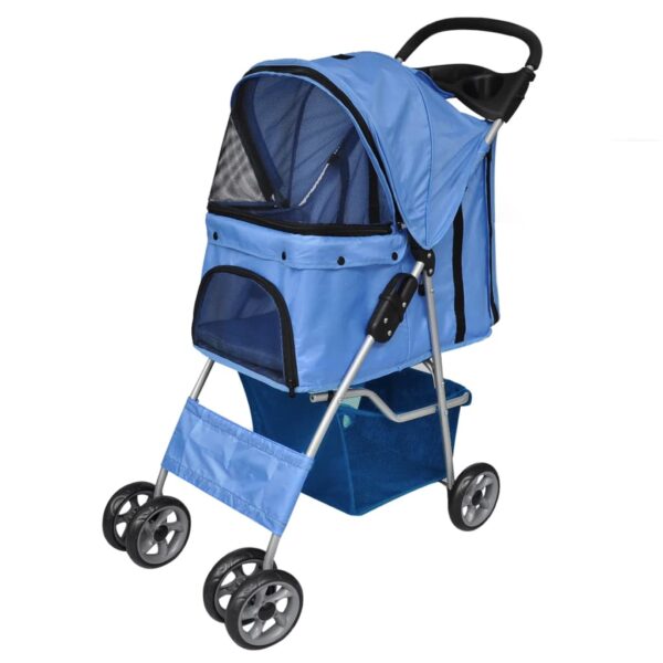 vidaXL Pet Stroller Travel Carrier Blue Folding - Image 1