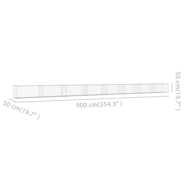 vidaXL Gabion Wall with Covers Galvanised Steel 900x50x50 cm - Image 7