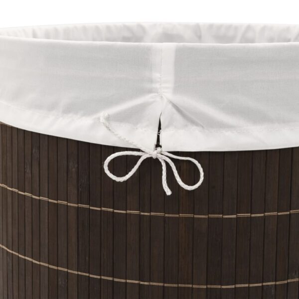 vidaXL Bamboo Laundry Bin Oval Dark Brown - Image 6