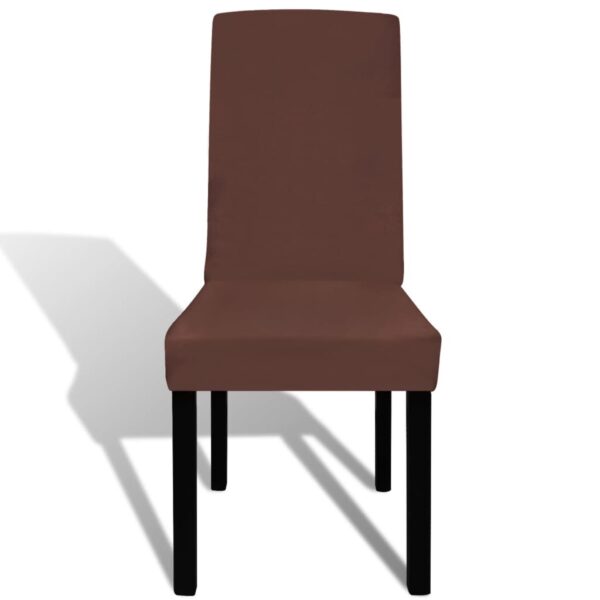 vidaXL Straight Stretchable Chair Cover 6 pcs Brown - Image 3