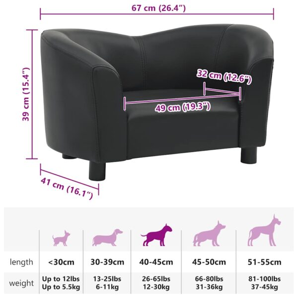 vidaXL Dog Sofa Black 67x41x39 cm Faux Leather - Image 8