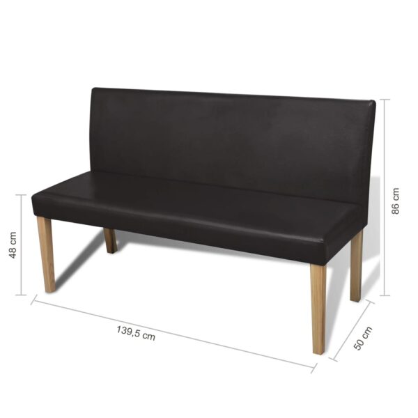 vidaXL Bench 139.5 cm Dark Brown Faux Leather - Image 6