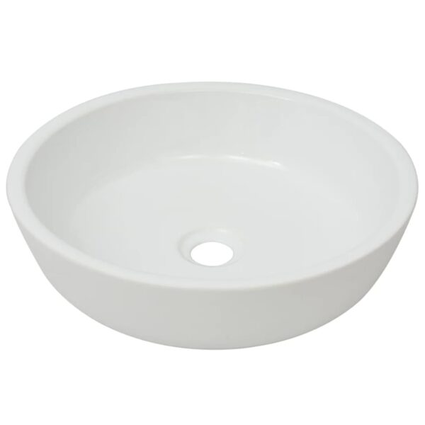 vidaXL Basin Round Ceramic White 42x12 cm - Image 2