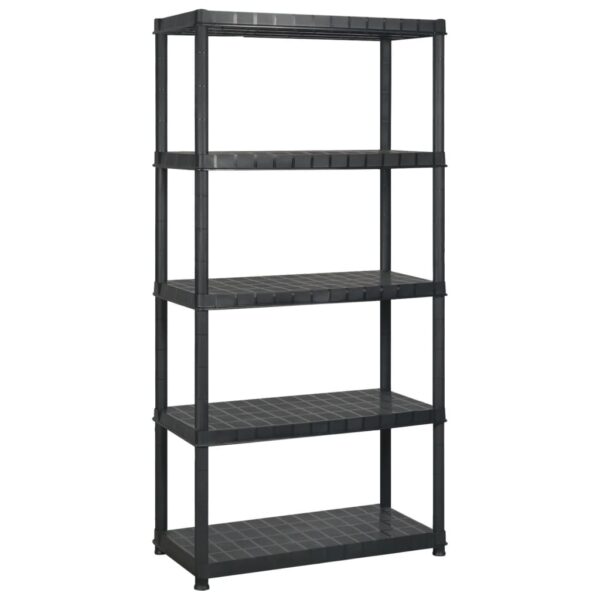 vidaXL Storage Shelf 5-Tier Black 255x40x185 cm Plastic - Image 2