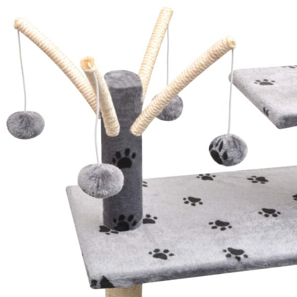 vidaXL Cat Tree with Sisal Scratching Posts 125 cm Paw Prints Grey - Image 4