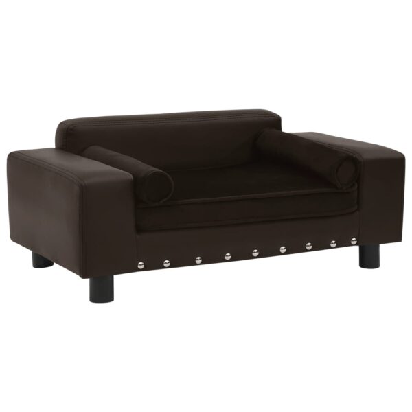 vidaXL Dog Sofa Brown 81x43x31 cm Plush and Faux Leather - Image 1