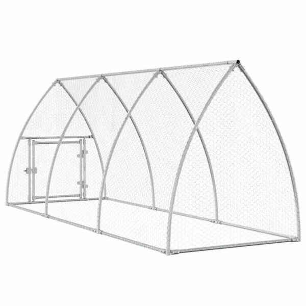vidaXL Chicken Cage Silver 300x105x120 cm Galvanised Steel - Image 7