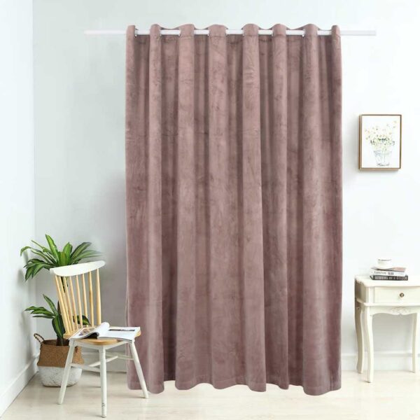 vidaXL Blackout Curtain with Metal Rings Velvet Antique Pink 290x245 cm - Image 1