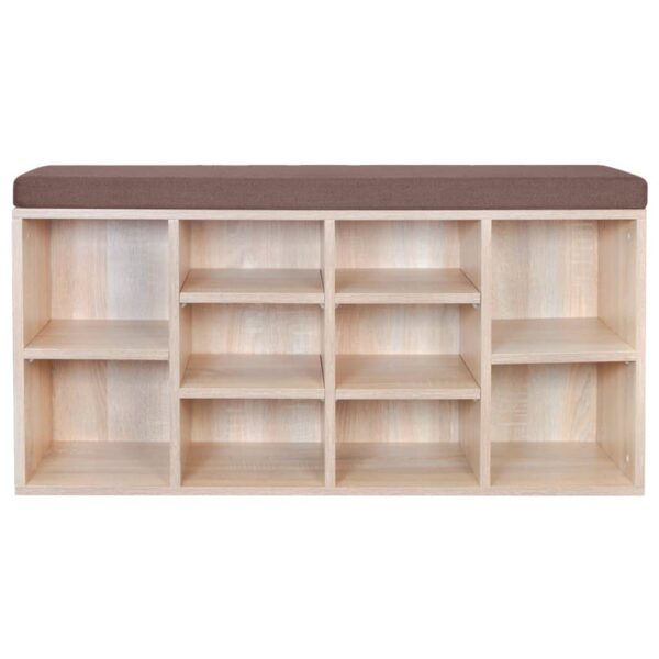 Shoe Storage Bench 10 Compartments Oak Colour - Image 3