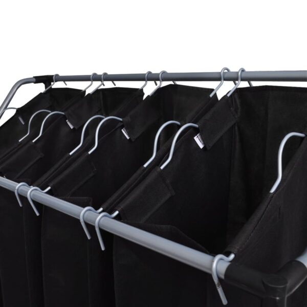 vidaXL Laundry Sorters with Bags 2 pcs Black and Grey - Image 2
