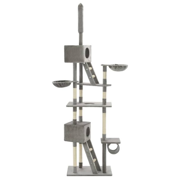 vidaXL Cat Tree with Sisal Scratching Posts 230-260 cm Grey - Image 3