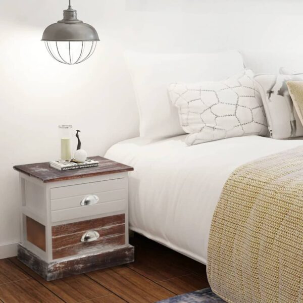 vidaXL Bedside Cabinets 2 pcs Brown and White - Image 1