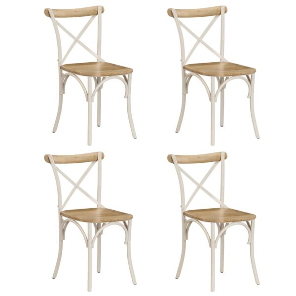 vidaXL Cross Chairs 4 pcs White Solid Mango Wood - Image 1