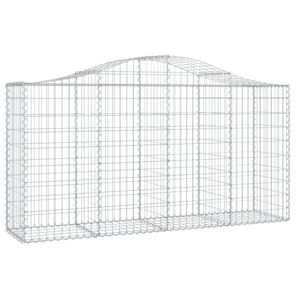 vidaXL Arched Gabion Basket 200x50x100/120 cm Galvanised Iron - Image 2