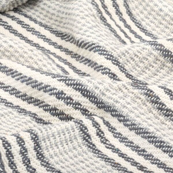 vidaXL Throw Cotton Stripes 220x250 cm Grey and White - Image 5