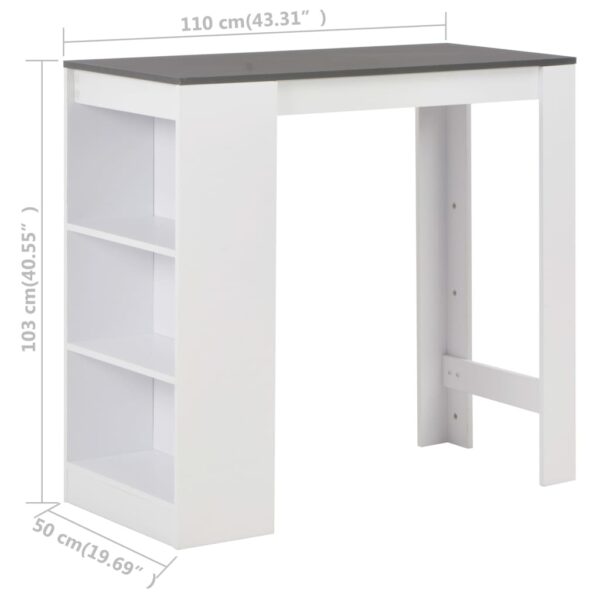 vidaXL Bar Table with Shelf White 110x50x103 cm - Image 6